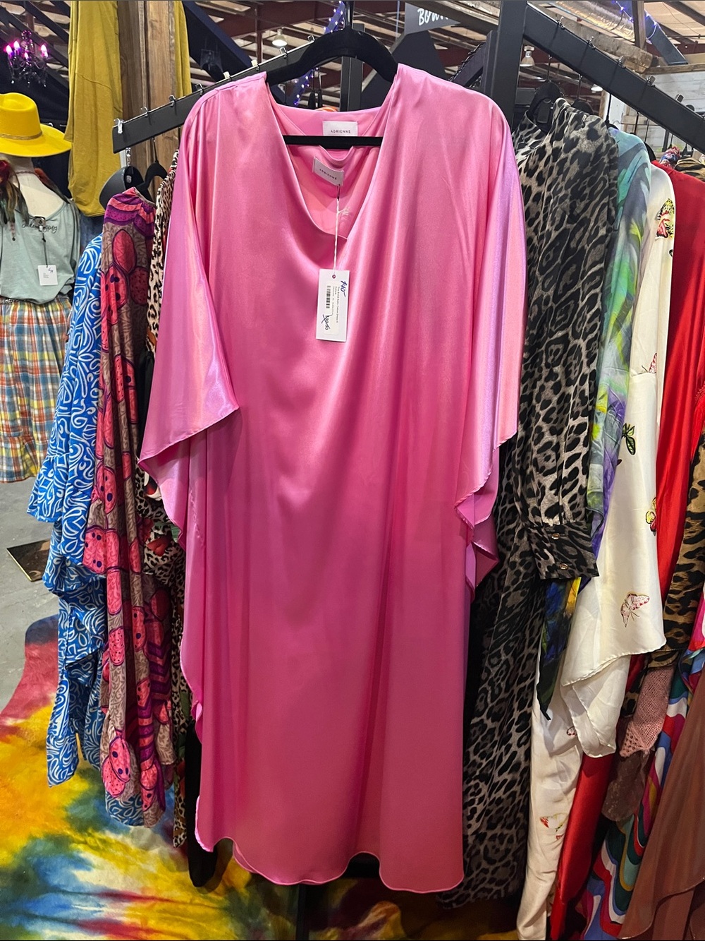 Adrienne Pink Satin Maxi Dress